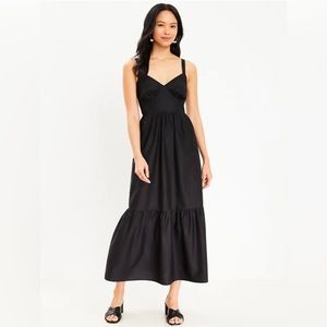 Loft Open Back Black Maxi Dress Size 6